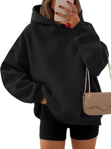 EFAN Women's Oversized Fleece Hoodie, Cozy Plush Pullover Sweatshirt with Pocket